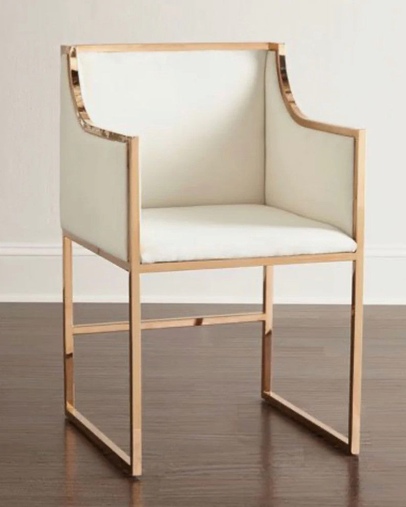 Bella Chair (set of 4 ), Gold/White Fabric