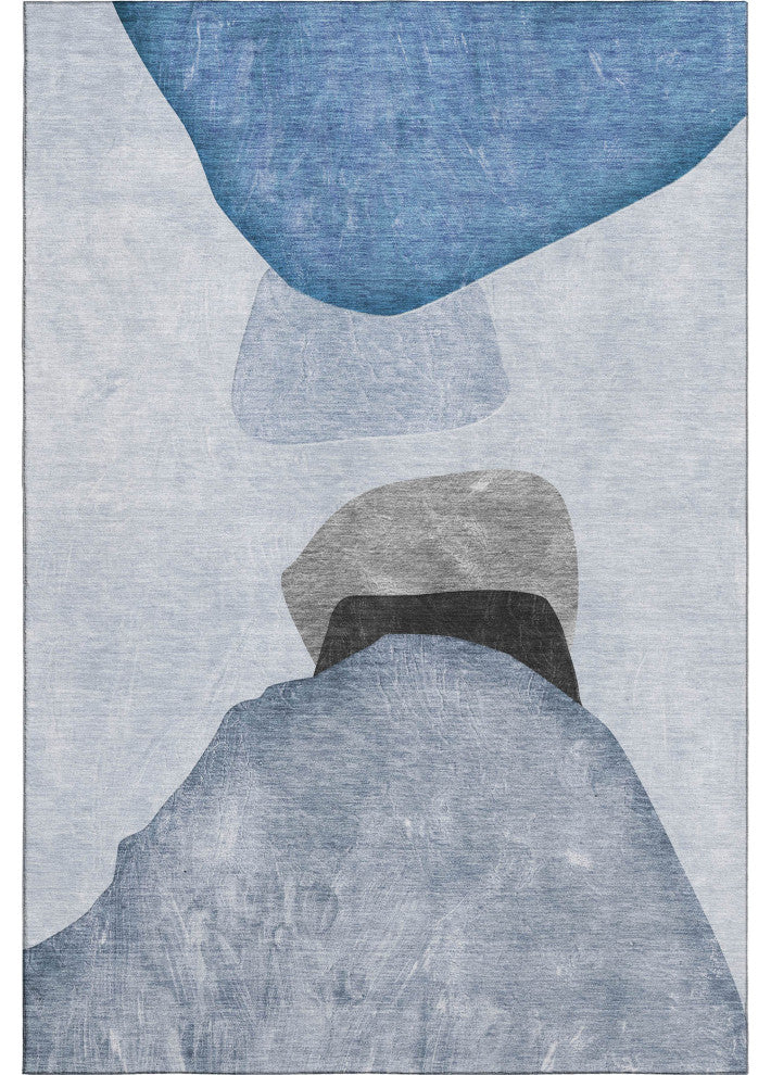 Premium Machine Washable Mayfield AMF547 Blue 3'' x 5'' Rug