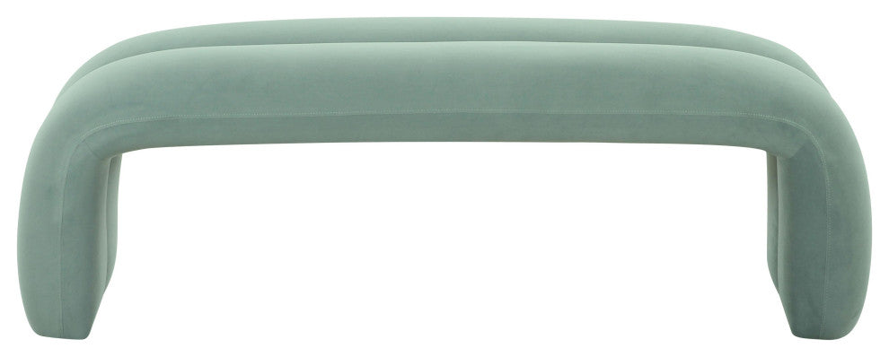 Leigh Green Velvet Channeled Bench - Green