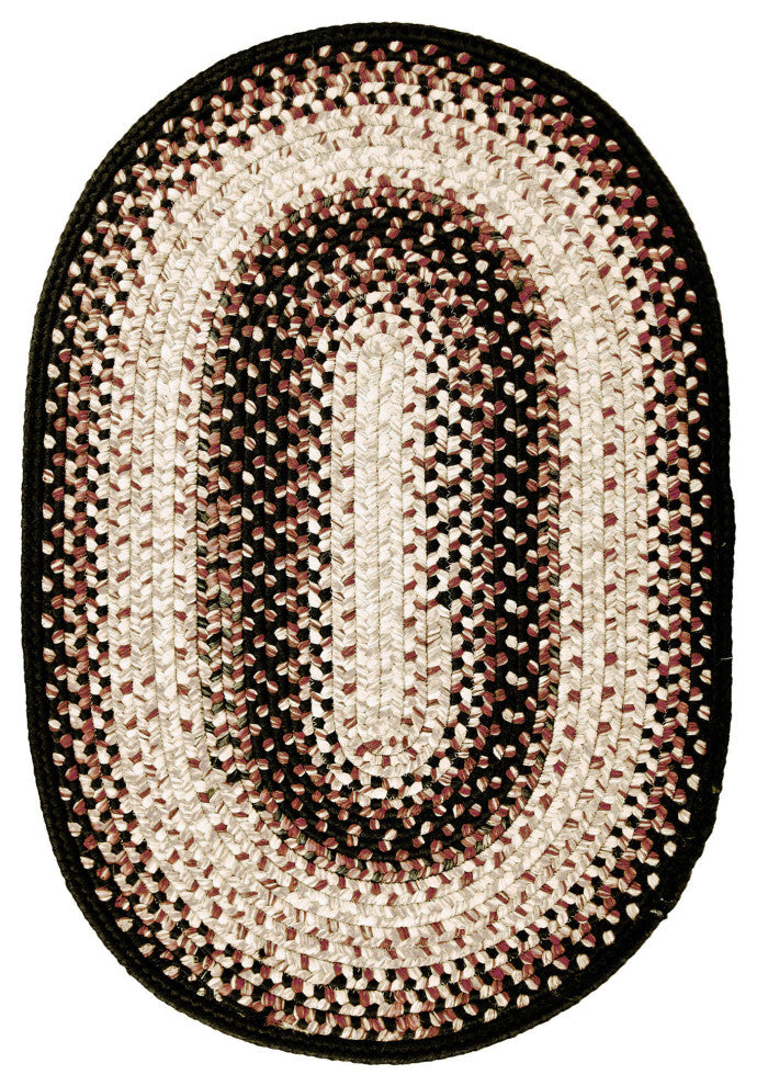 Homespice Decor - 22 x 72" Oval Black Mist Ultra Durable Braided Runner