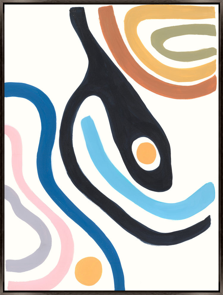 24x32 Colorful Lines II, Framed Artwork, Espresso