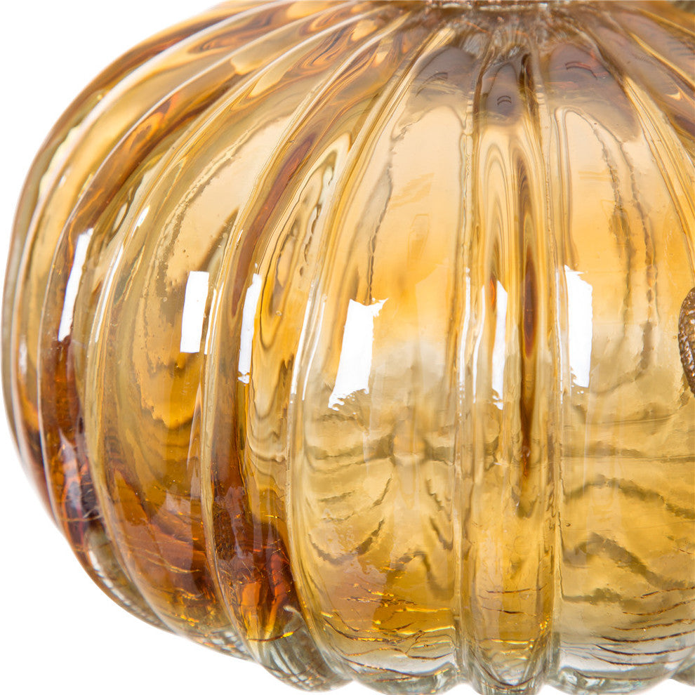 Amber Crackle Glass Pumpkin