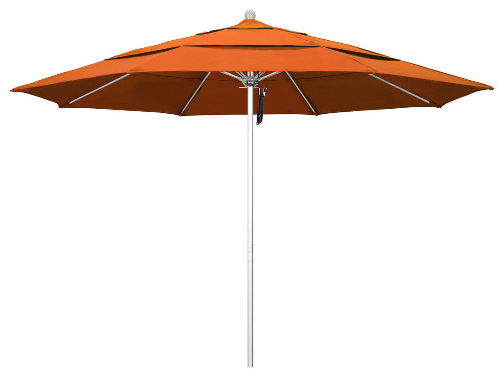 11' Fiberglass Umbrella Silver Anodized, Tuscan, 11'