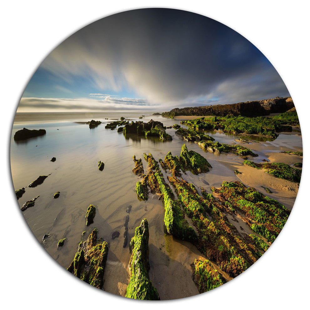 Furnas Virgin Beach Galicia Spain, Seashore Art Disc Metal Artwork, 23"