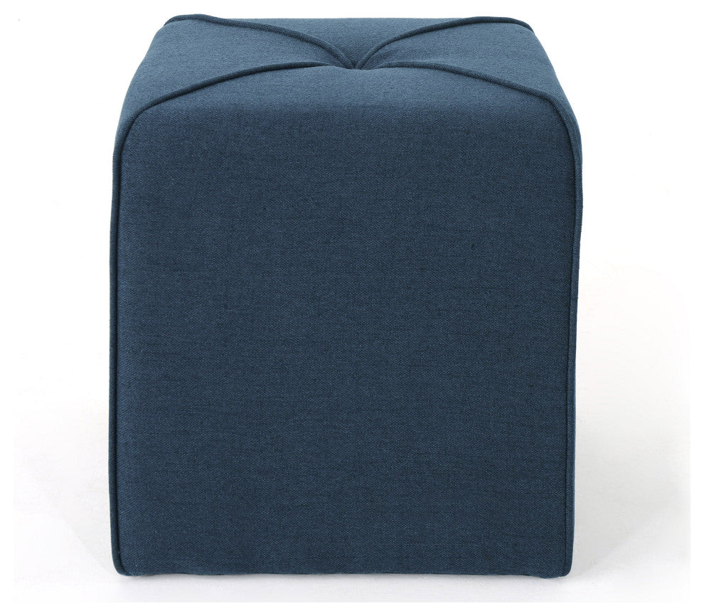 GDF Studio Tammy Fabric Square Ottoman, Navy Blue
