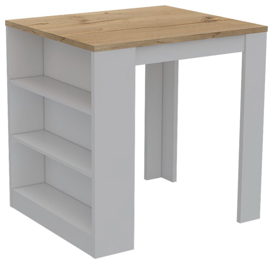 Kitchen Counter Dining Table Toledo, Kitchen, White / Light Oak