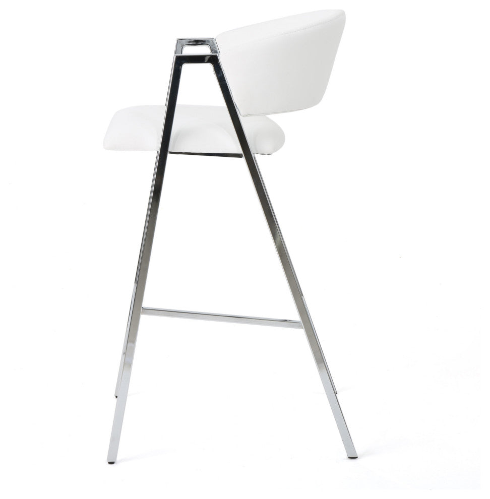 GDF Studio Emily Modern Leather 28.25" Barstool, Set of 2, Ivory