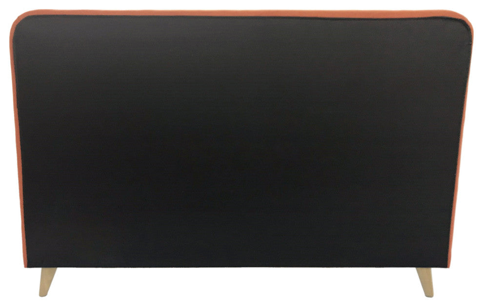 GDF Studio Baron Mid Century Velvet Queen Platform Bed Frame, Burnt Orange/Natural