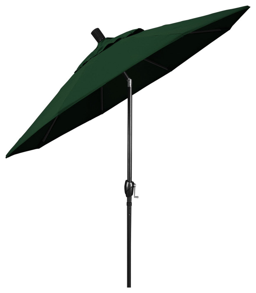6ft. Stone Black Aluminum Market Umbrella Push Button Tilt Frst Green Sunbrella