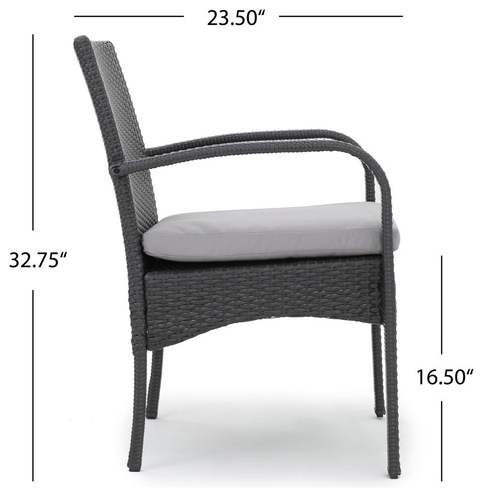 GDF Studio 5-Piece Derek Outdoor Square Dining Set, Gray/Gray/Gray