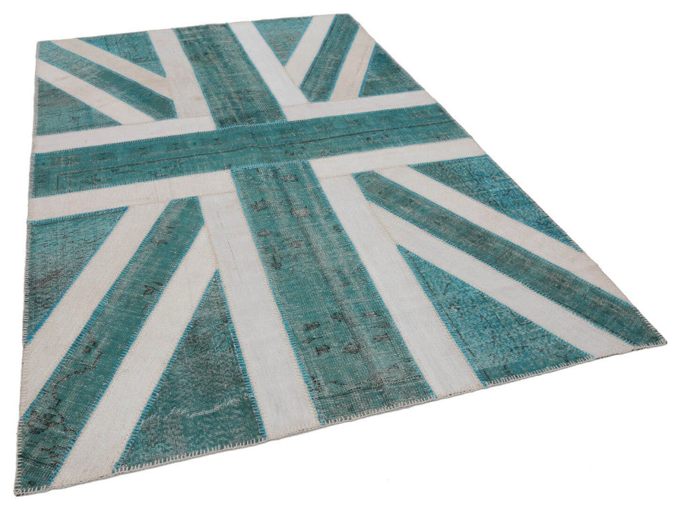 Rug N Carpet - Handmade Anatolian 6' 7'' x 9' 10'' Flag Patchwork Rug