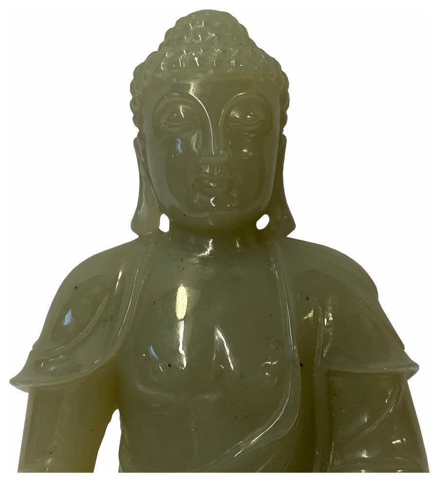 Chinese Jade Stone Sitting Buddha Gautama Amitabha Shakyamuni Statue Hws1810