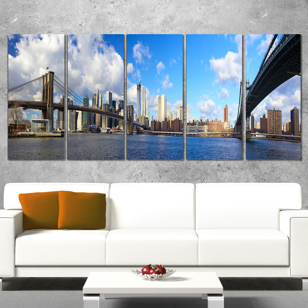 "Bright Manhattan Day Panorama" Canvas Print, 5 Panels