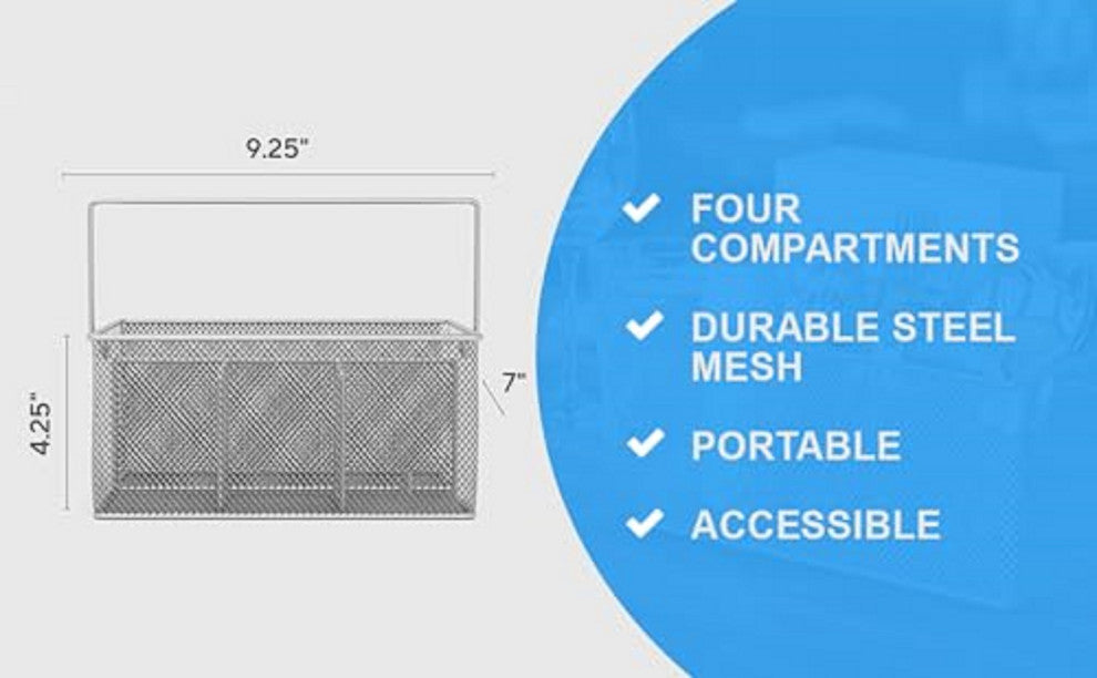 Mesh Condiment Caddy/Napkin Holder, Silver