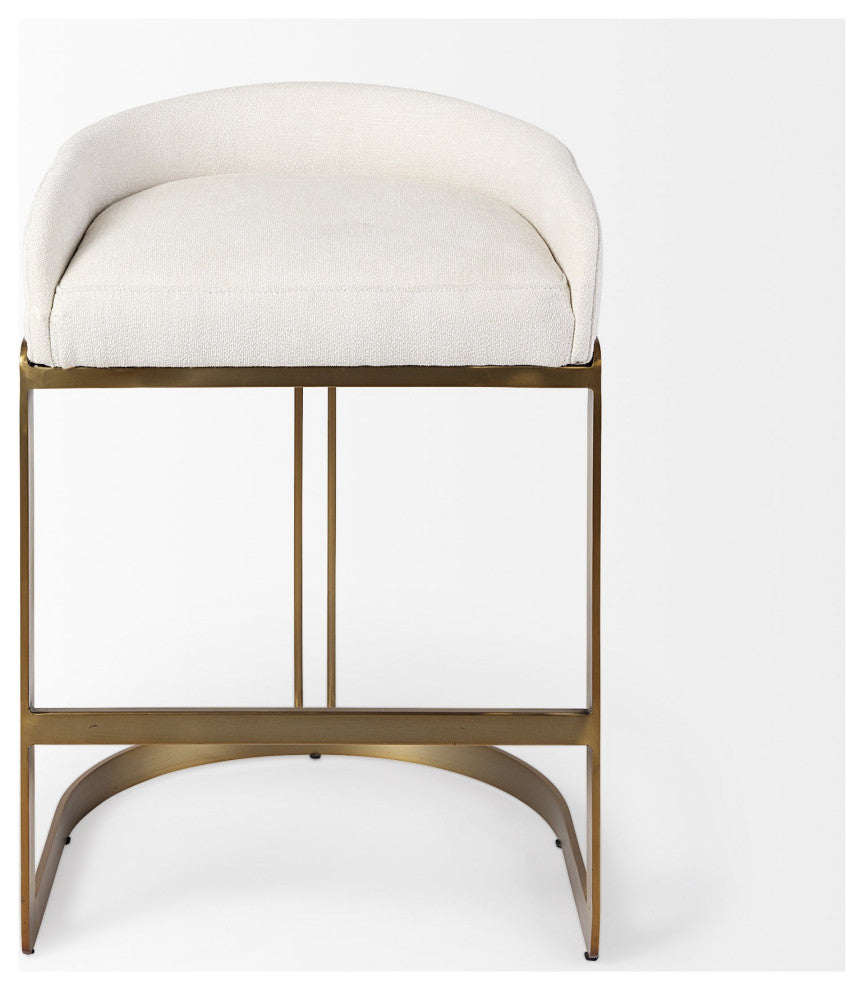 29" Off White and Gold Low Back Counter Stool