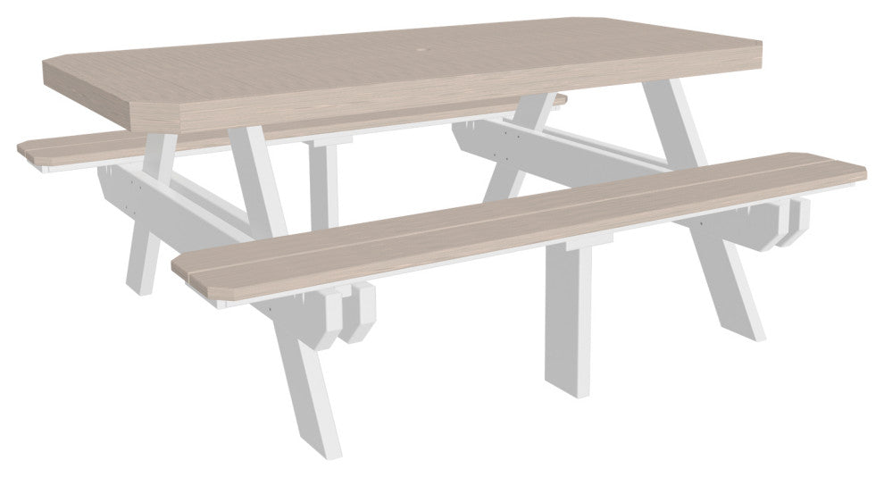 Poly 6' Rectangle Picnic Table, Birch & White