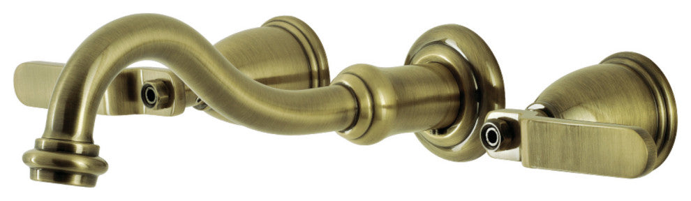 KS3023KL Two-Handle Wall Mount Tub Faucet, Antique Brass