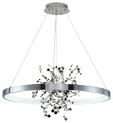 Stainless Steel LED Chandelier With Confetti Interior