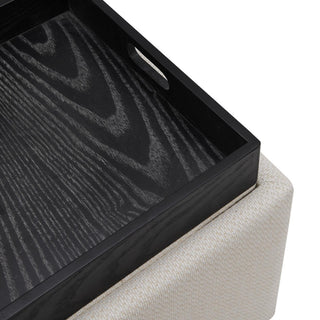 Cameron Square Storage Ottoman w/ tray, Cardiff Cream, Fabric