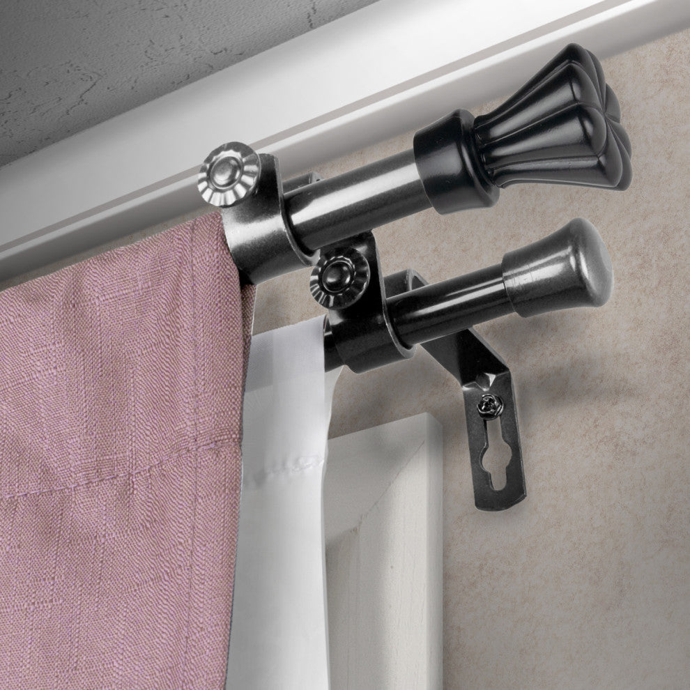 Pasha 5/8" Double Curtain Rod Black