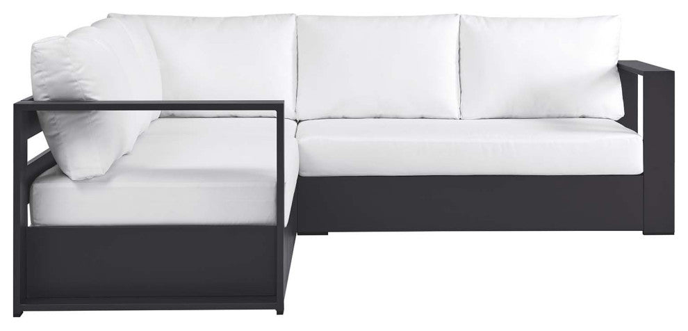 Tahoe Outdoor Patio Powder-Coated Aluminum 3-Piece Sectional Sofa Set - Gray Whi
