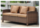 International Caravan Barcelona Resin Patio Sofa in Brown and Coffee