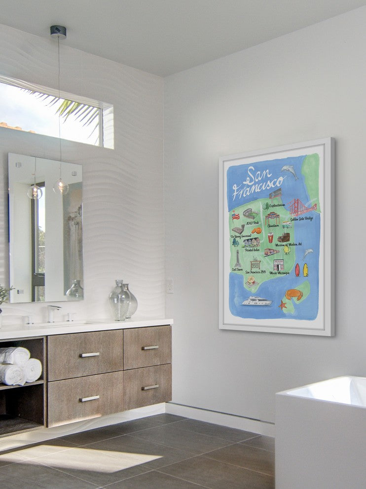 "San Francisco Site Map" Framed Painting Print, 12x18