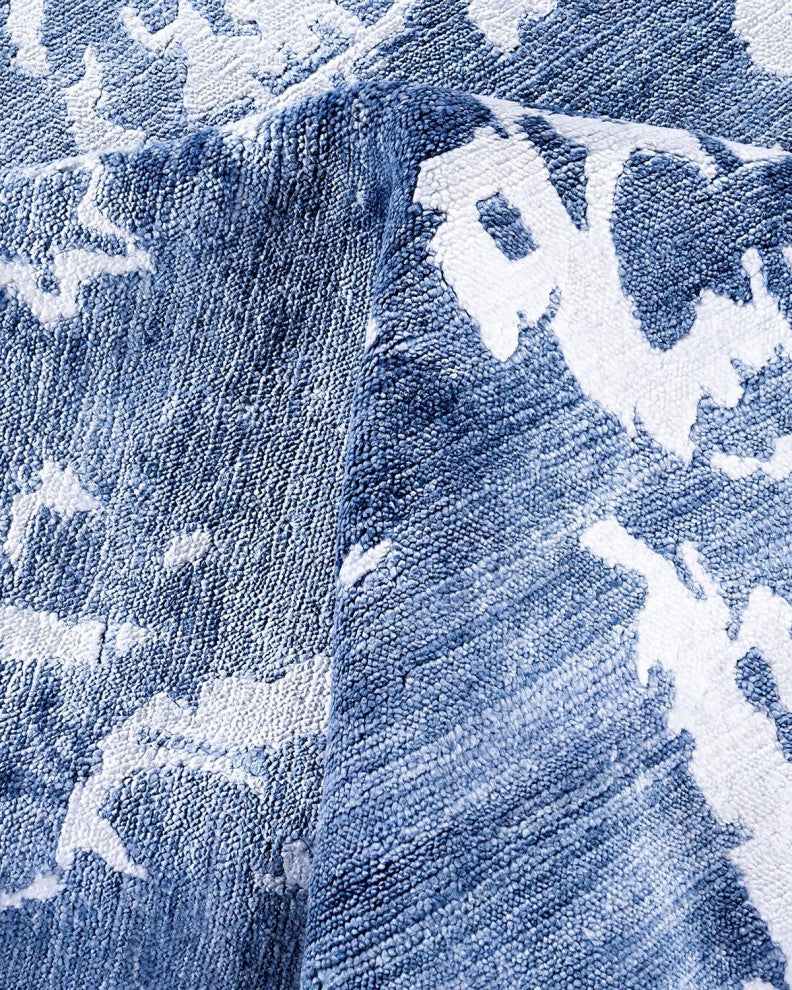 Modern, One-of-a-Kind Hand-Knotted Area Rug - Blue, 9' 2" x 12' 0"