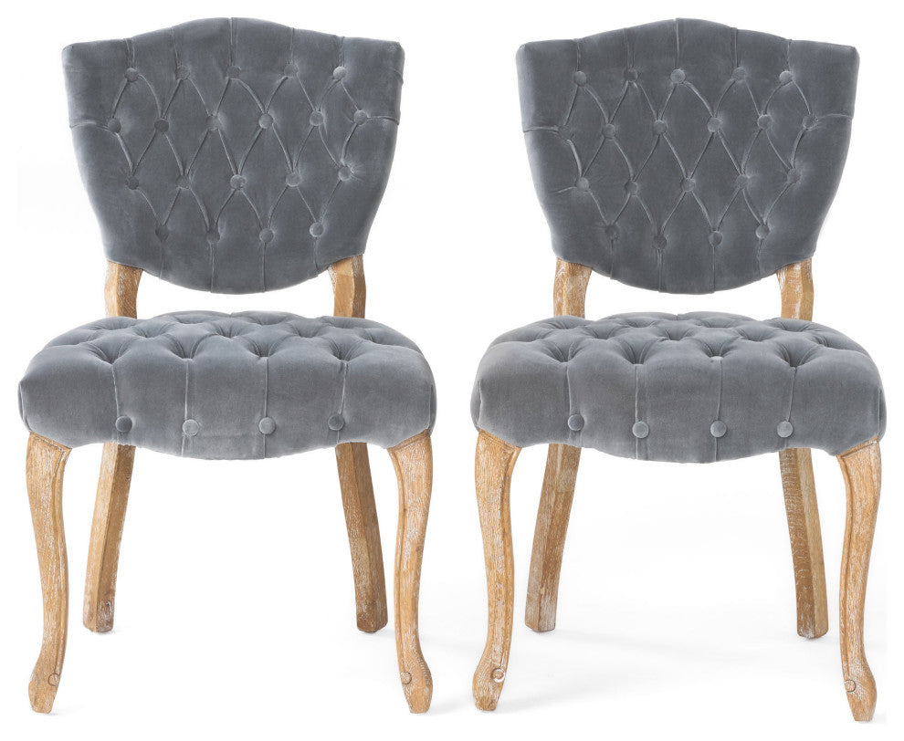 GDF Studio Violetta French Design Dining Chair, Set of 2, Gray