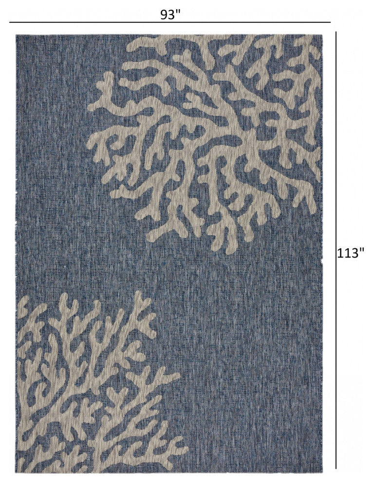 8' X 9' Blue And Gray Indoor Outdoor Area Rug