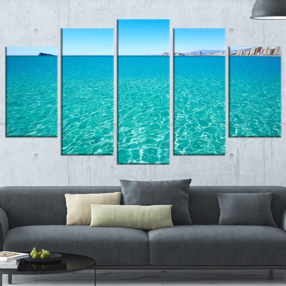 "Blue Benidorm Levante Beach" Canvas Print, 5 Panels