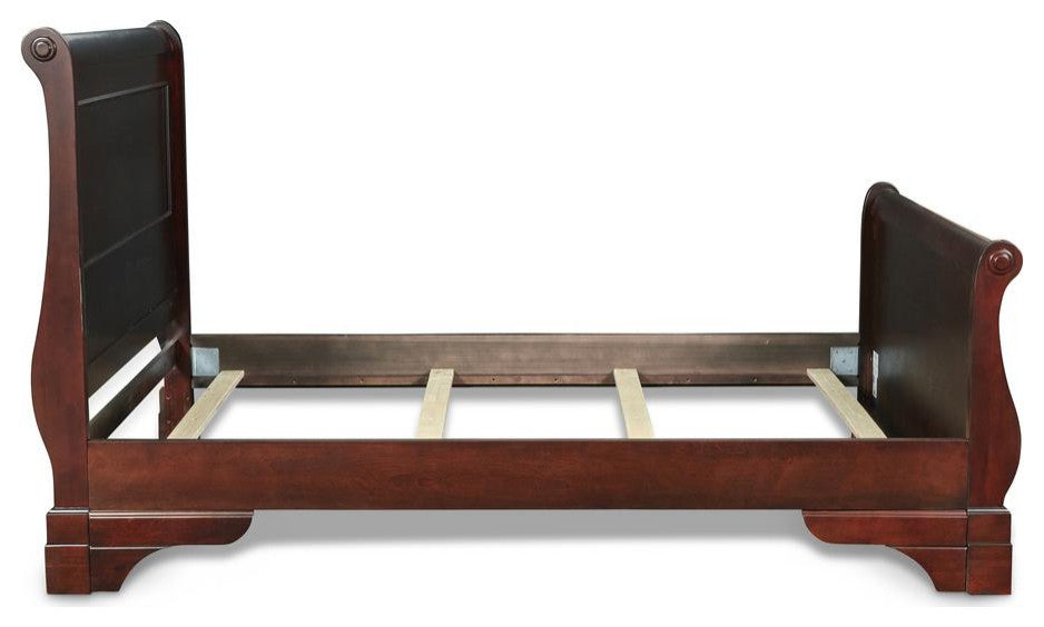 Furniture Versailles Solid Wood King Bed in Bordeaux Cherry