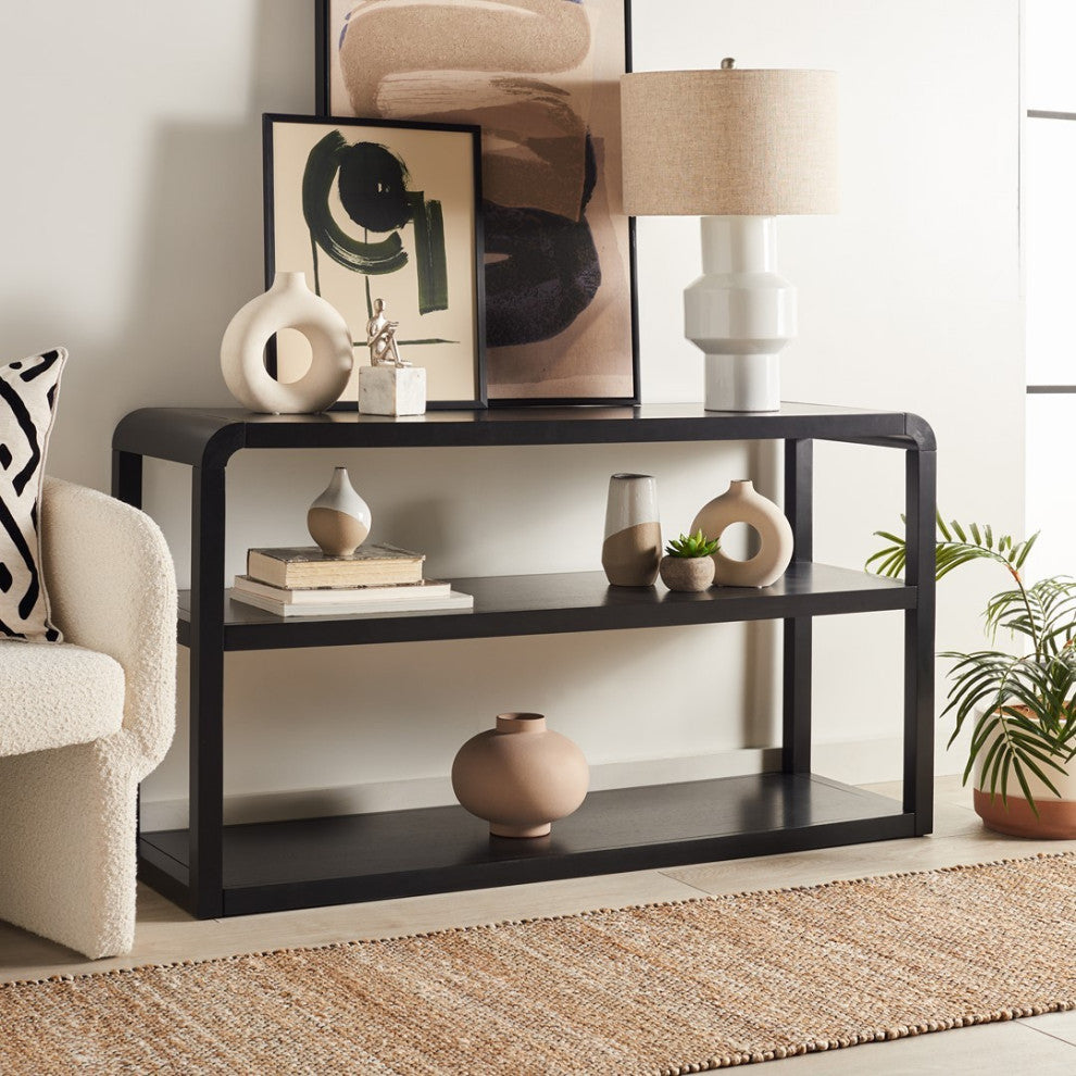 Safavieh Omara 3 Tier Console Table, Black