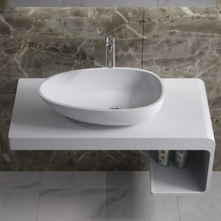 ADM Rectangular Wall Mounted Countertop, White, 39", Matte White