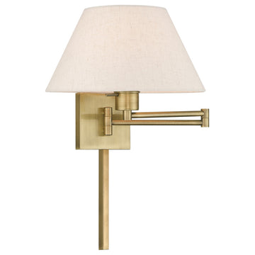 Livex 40038-01 1-Light Antique Brass Swing Arm Wall Lamp, Antique Brass