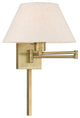 Livex 40038-01 1-Light Antique Brass Swing Arm Wall Lamp, Antique Brass