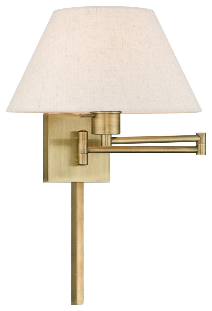 Livex 40038-01 1-Light Antique Brass Swing Arm Wall Lamp, Antique Brass