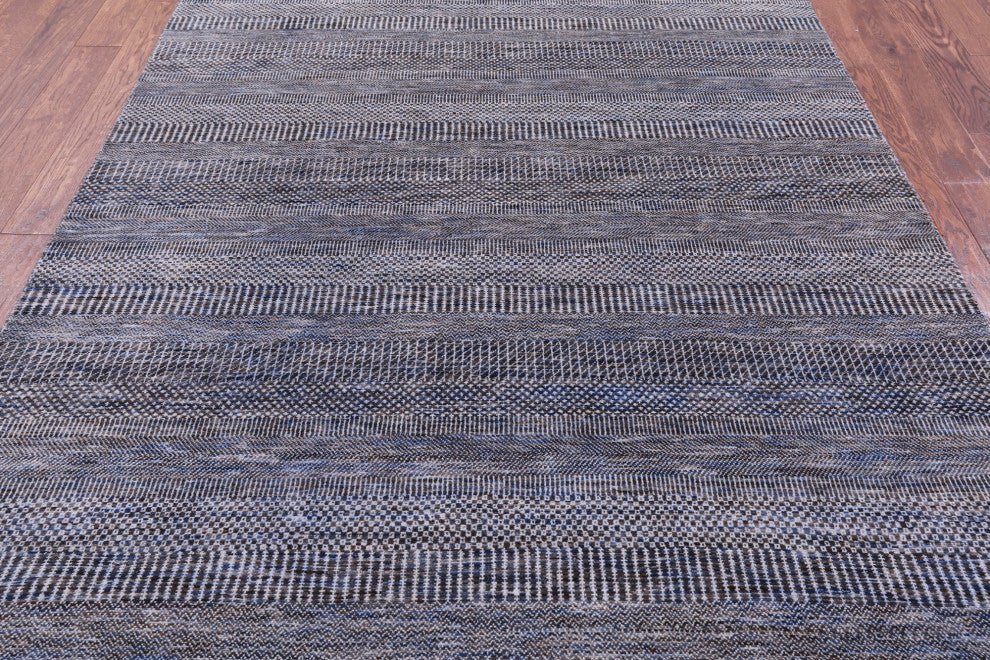 6' 1" X 9' 1" Savannah Grass Handmade Wool and Silk Rug Q11929