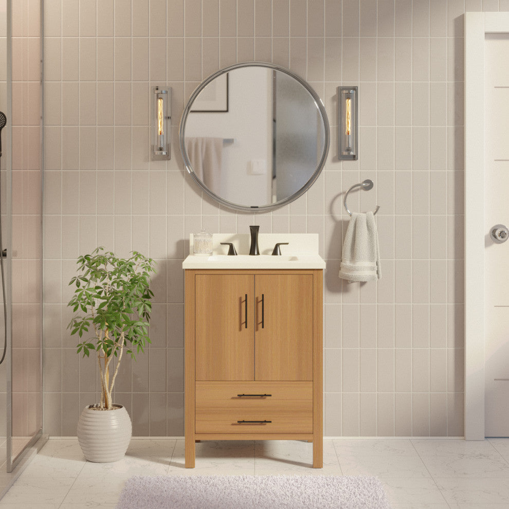 California 24" Bathroom Vanity, Blonde, Matte White