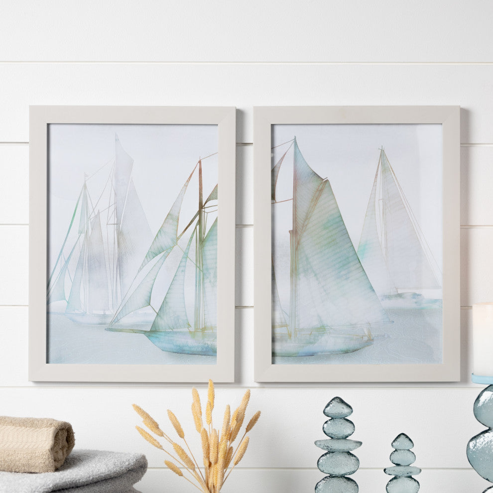 Framed Watercolor Sailboat Print, 2-Piece Set
