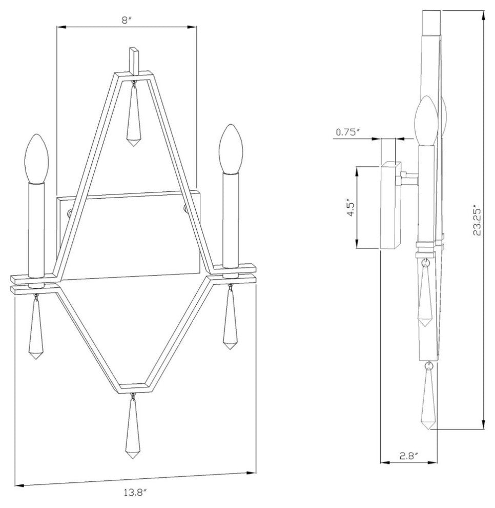 2-Light ADA Wall Sconce, Soft Gold