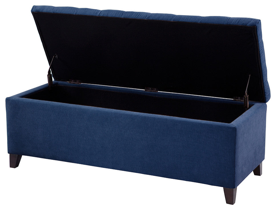 Madison Park Shandra Upholstered Soft Close Storage Bench, Navy Blue