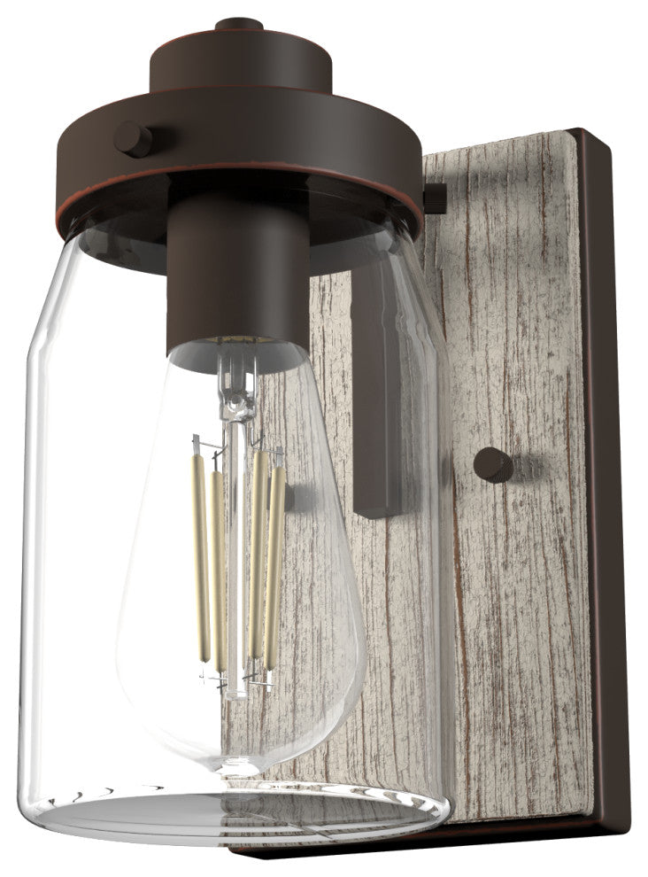 Devon Park Onyx Bengal and Barnwood With Clear Glass 1 Light Sconce Wall