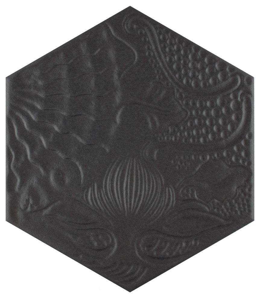 Gaudi Hex Porcelain Floor and Wall Tile, Black
