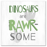 Dinosaurs Are Awesome Green 20x20 Canvas Wall Art