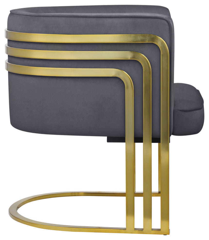 Rays Velvet Upholstered Accent Chair, Gray