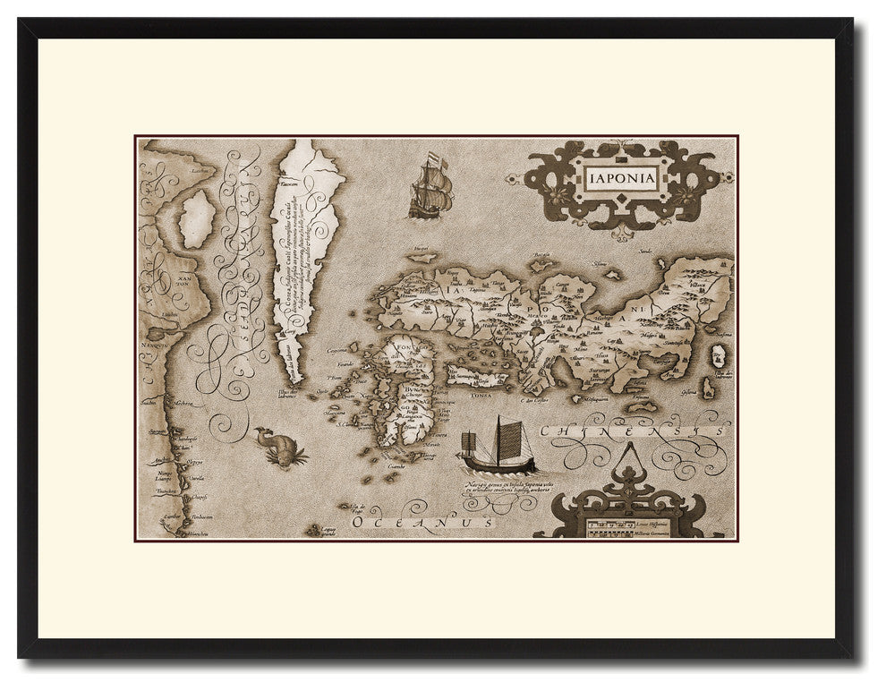 Japan Vintage Sepia Map Canvas Print, 16"x21"