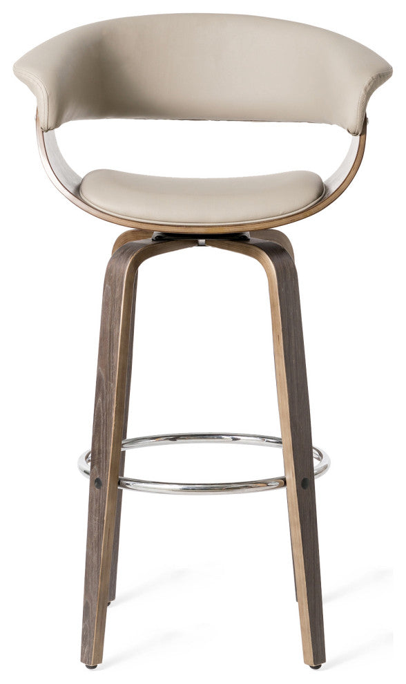 Bentwood Swivel Bar Chair, PU Leather, Set of 2, Gray
