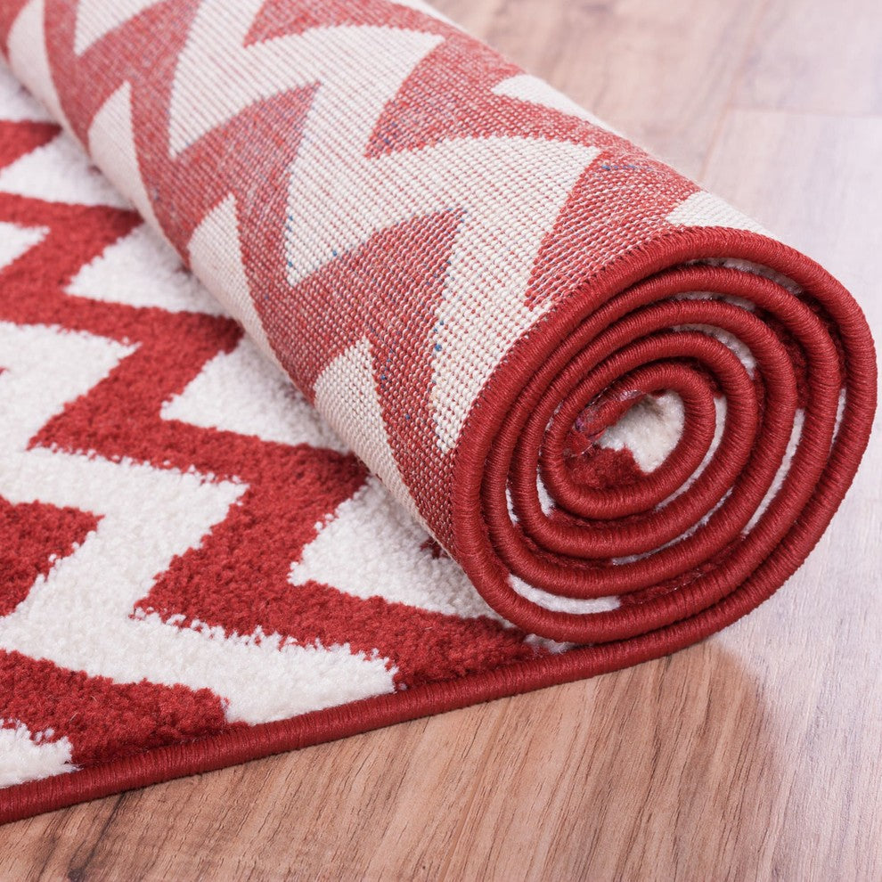 Well Woven Sydney Eli Chevron Area Rug, Rust, 5''3"x7''3"