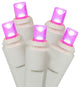 Commercial Grade LED Wide Angle Christmas Lights, White Wire, Set of 50, Pink
